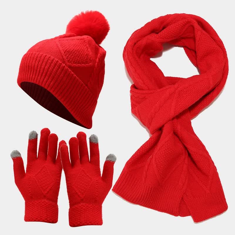 Valenzora | 3-piece knitted accessory set - stylish women's hat, scarf and gloves