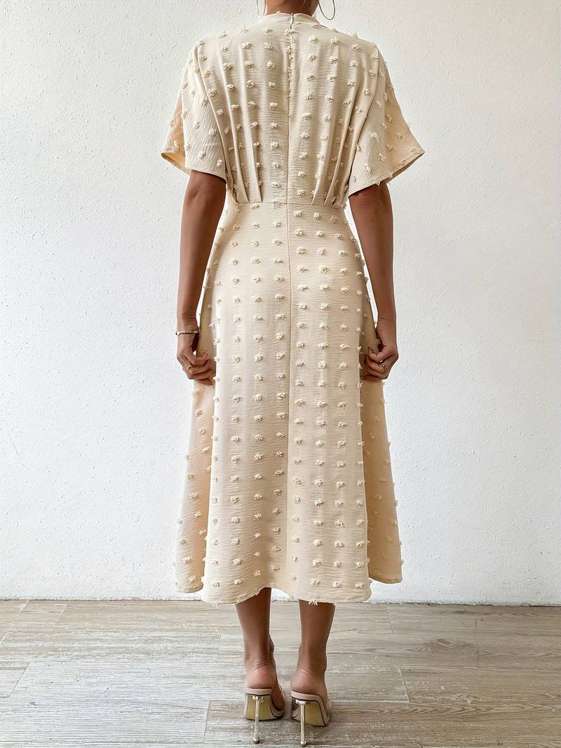 Valenzora | Swiss Dot Ruffle Midi Dress