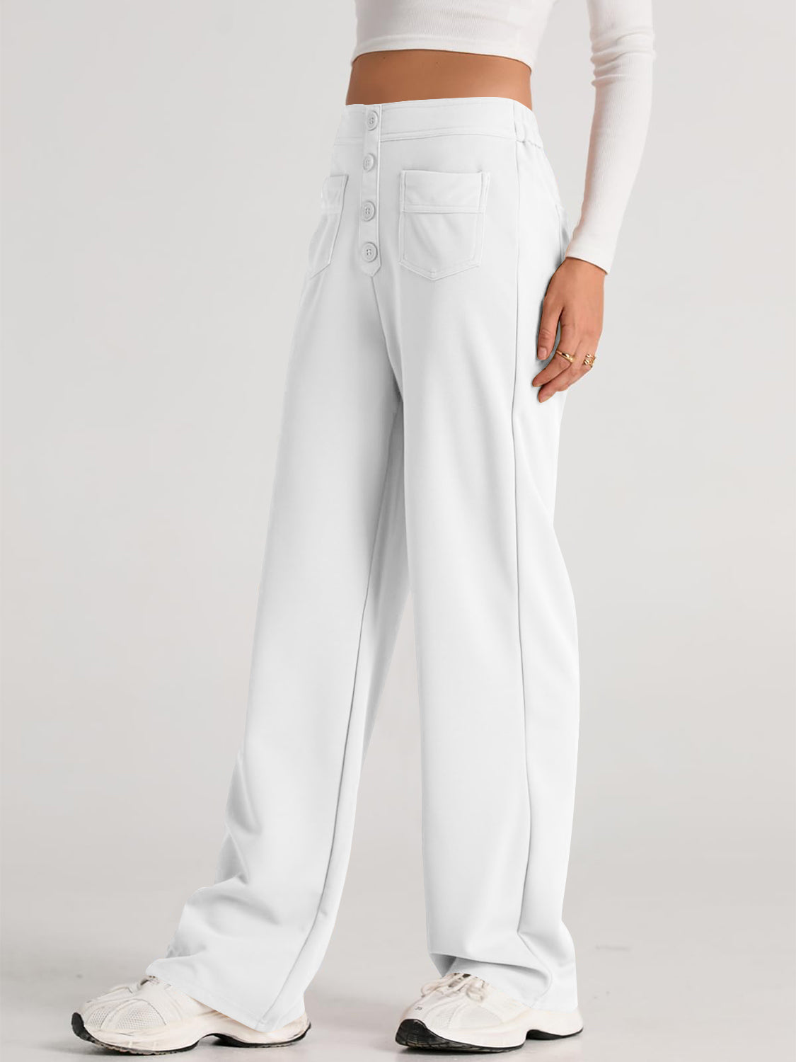 Valenzora | Wide-waisted trousers with pockets, elegant and comfortable