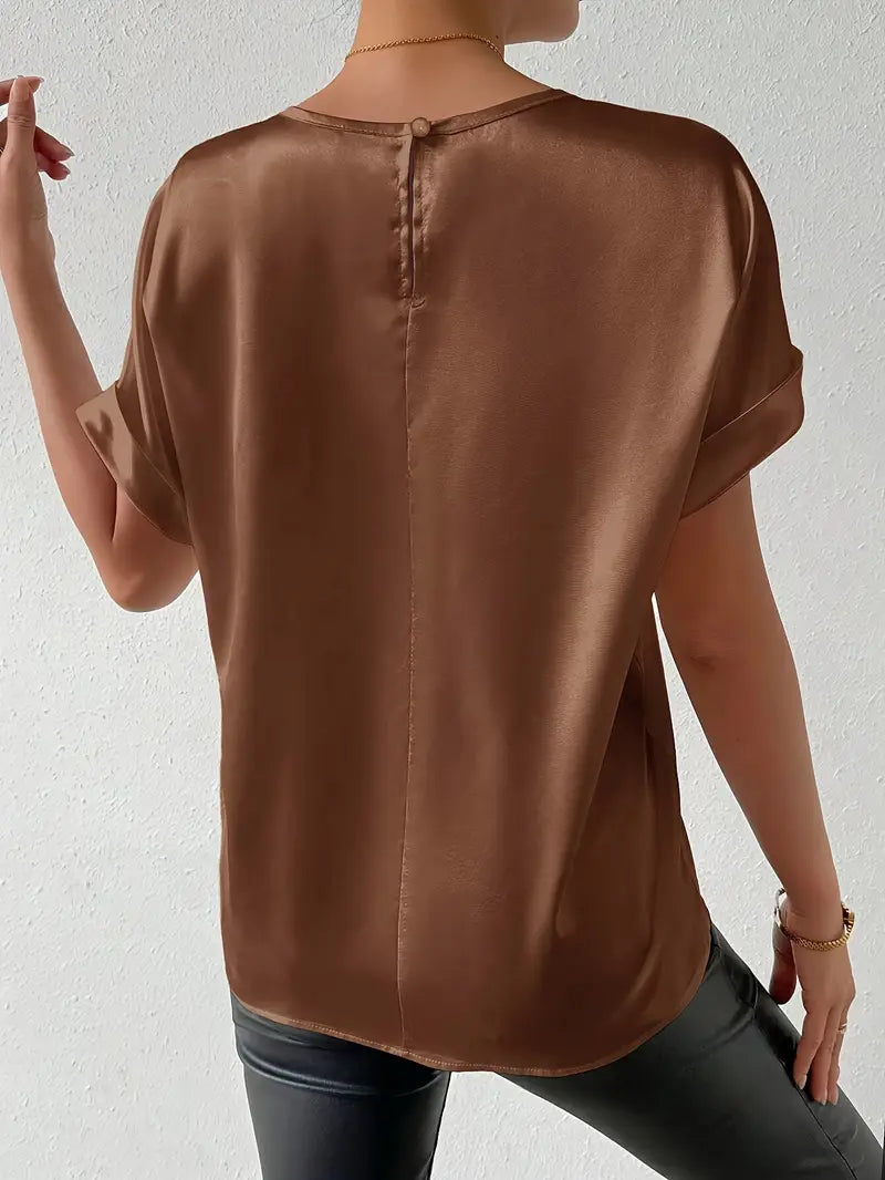 Valenzora | Satin-T-Shirt mit umgeschlagenen Ärmeln für Damen