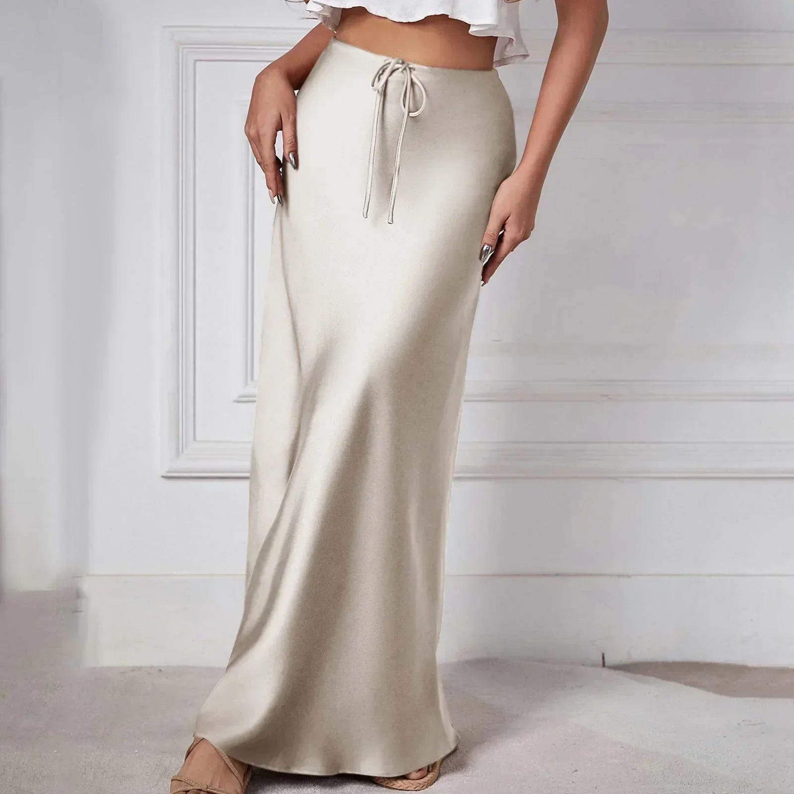 Valenzora | Eleganter Herbst-Satinrock für Damen mit hoher Taille und Schnürung