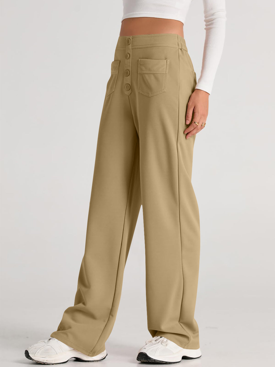 Valenzora | Wide-waisted trousers with pockets, elegant and comfortable