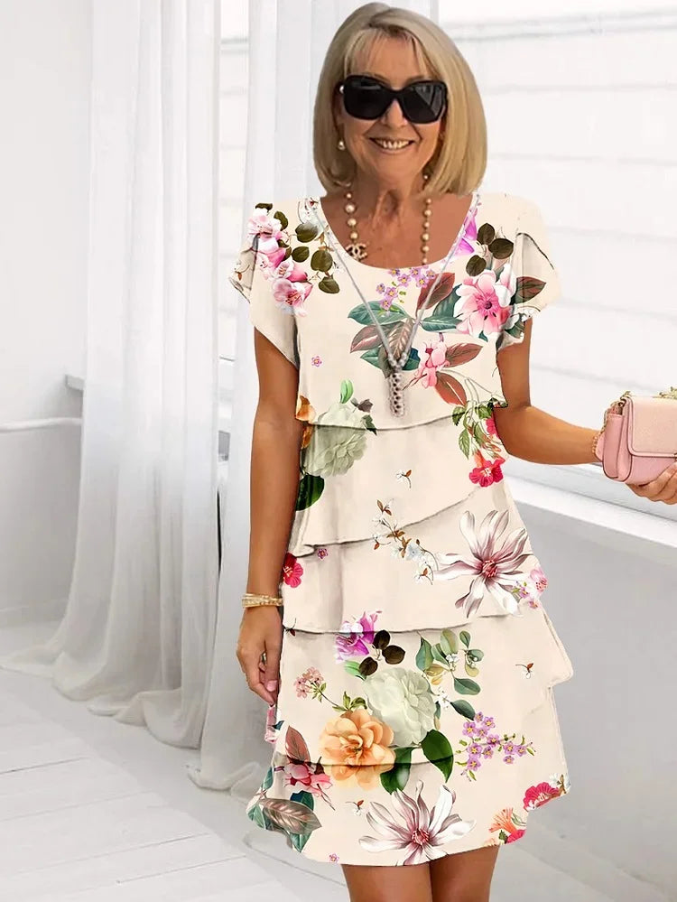 Valenzora | Geblümtes Rüschenkleid in Lagen
