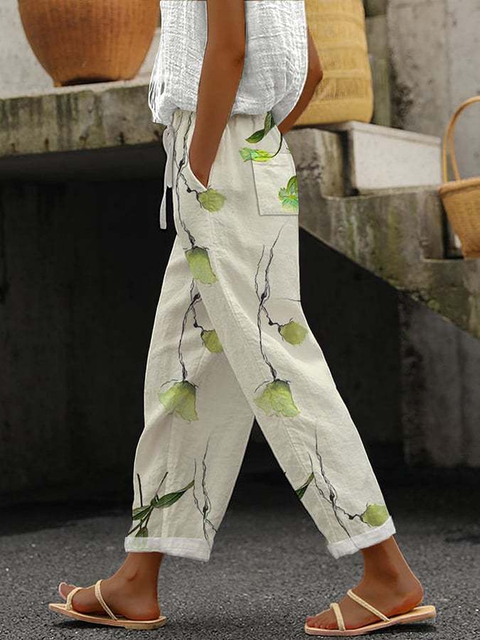 Valenzora | Comfortable wide-leg trousers with a modern print for women