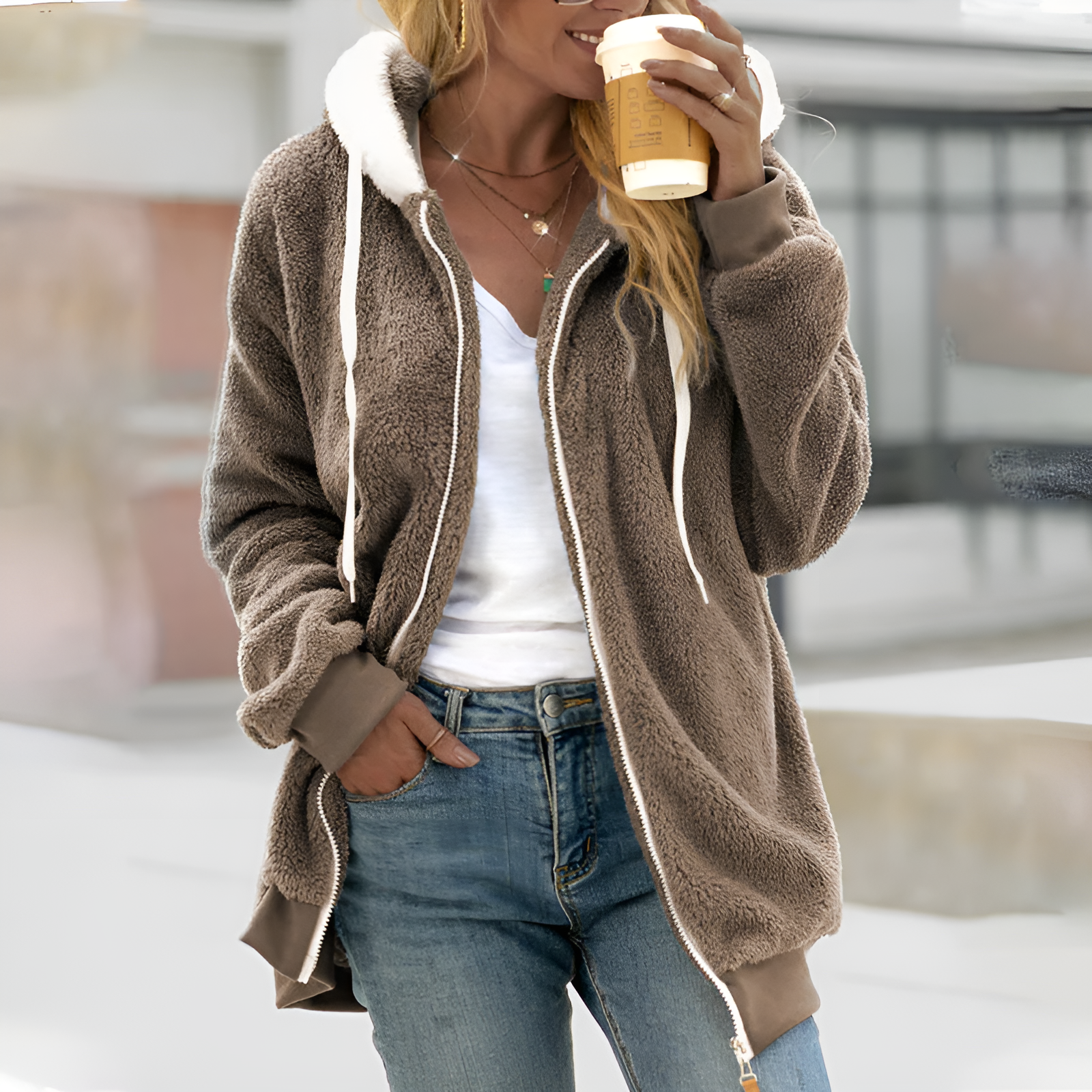 Valenzora | Bequeme, superweiche Fleecejacke mit Kapuze