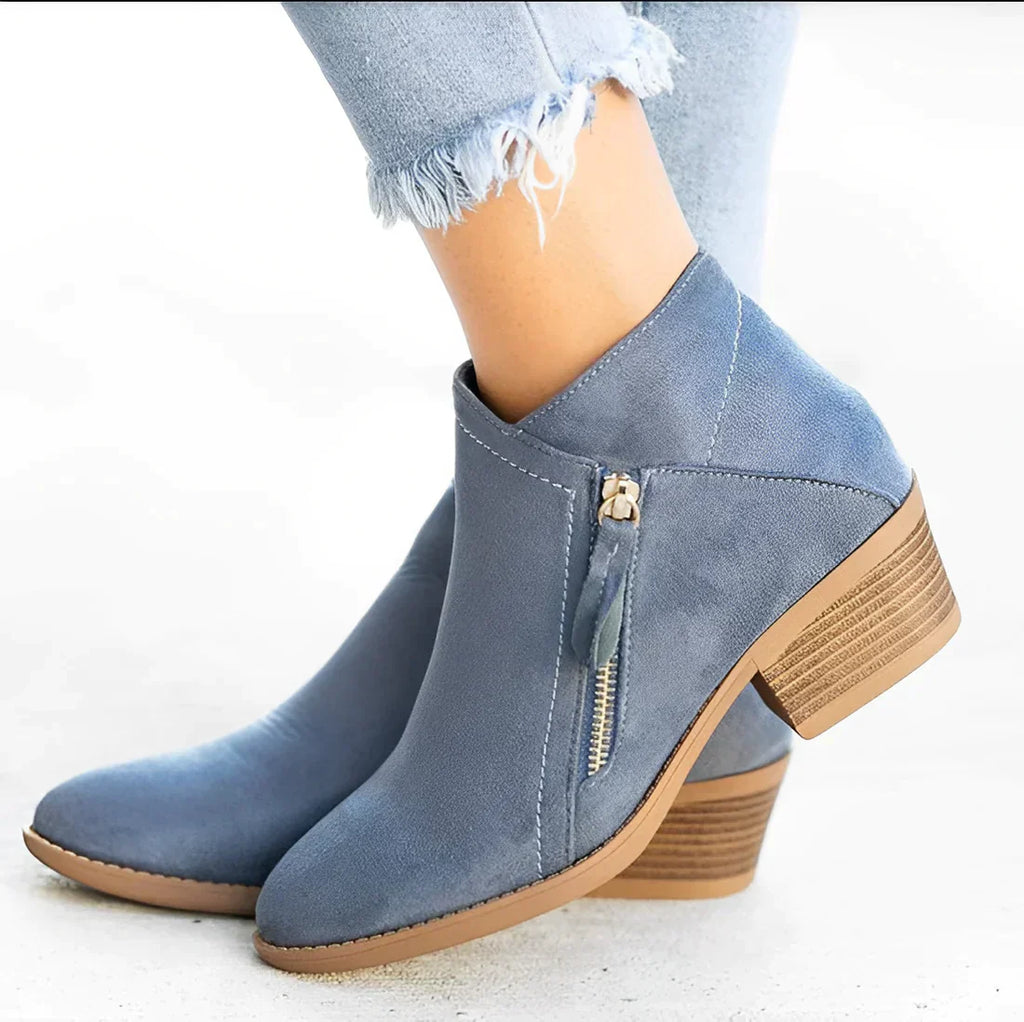 Women's ankle boots with high heels and side zipper