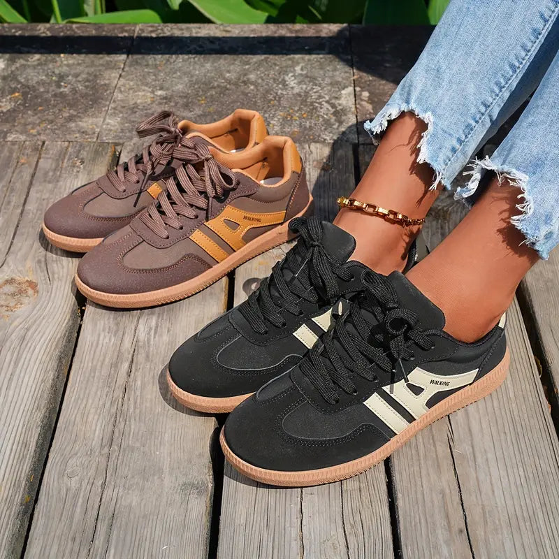 Valenzora | Women's Casual Low Heel Sneakers, Lace-Up Fashion Shoes