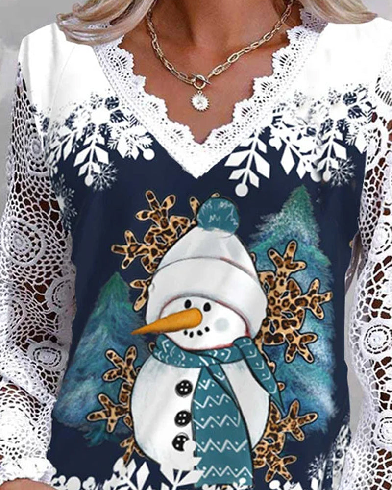 Valenzora | Christmas snowman pattern shirt