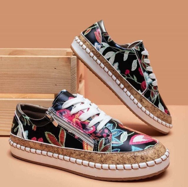 Valenzora | Floral Orthopedic Zipper Sneakers