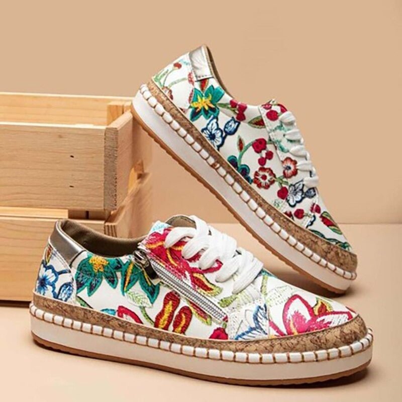 Valenzora | Floral Orthopedic Zipper Sneakers