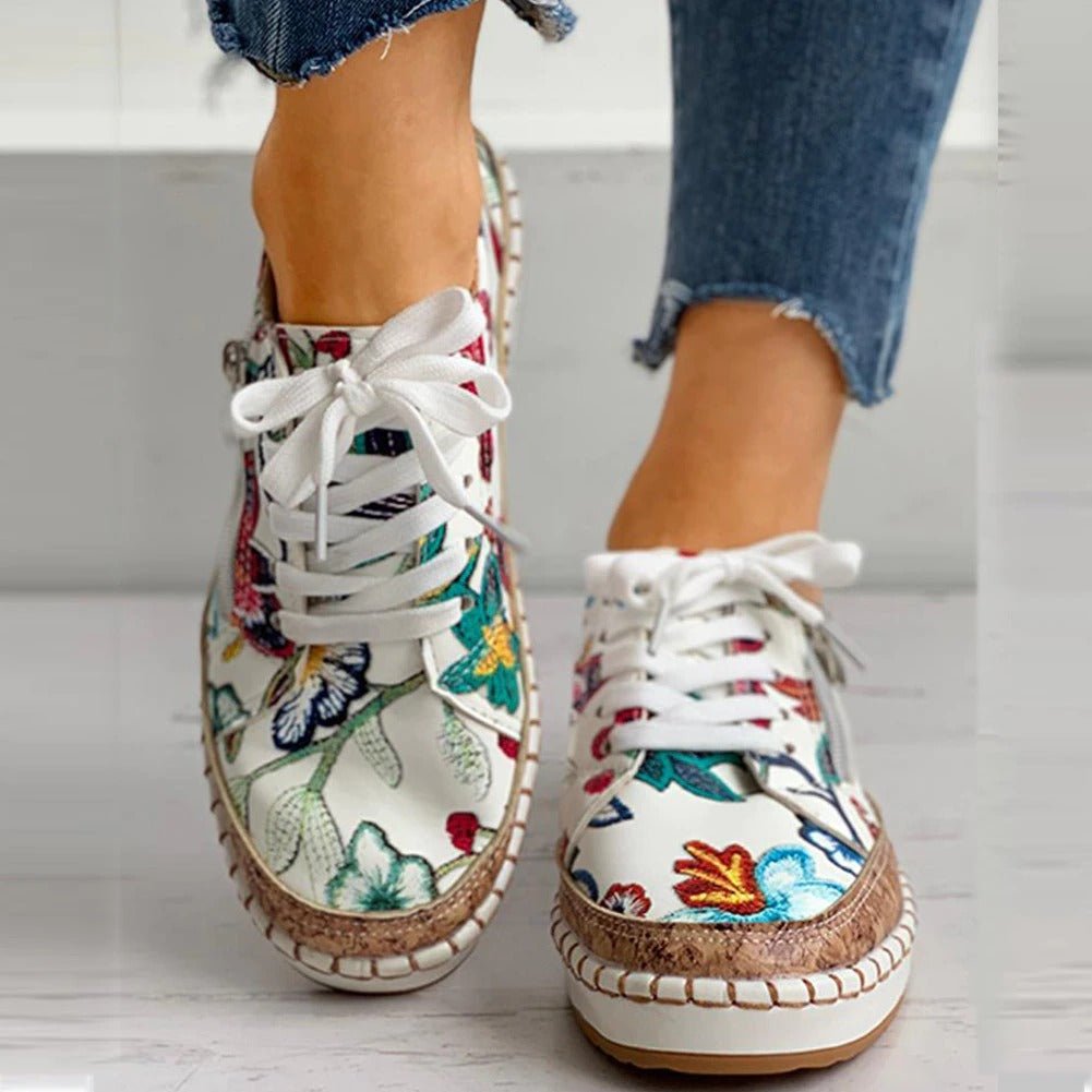 Valenzora | Floral Orthopedic Zipper Sneakers