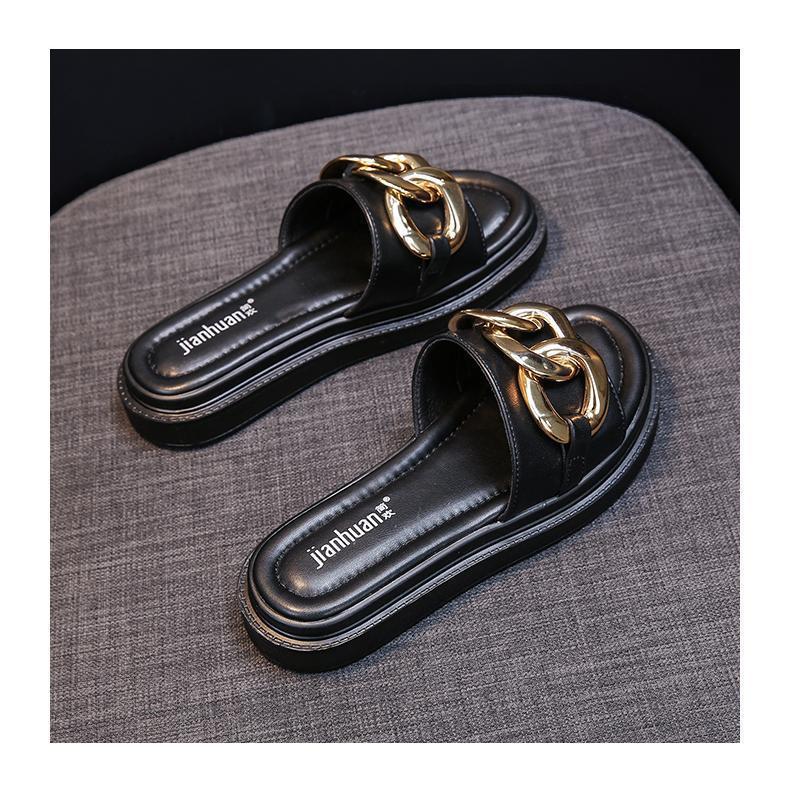 Valenzora | Sandalen Damen mit Plateau und goldener Kette