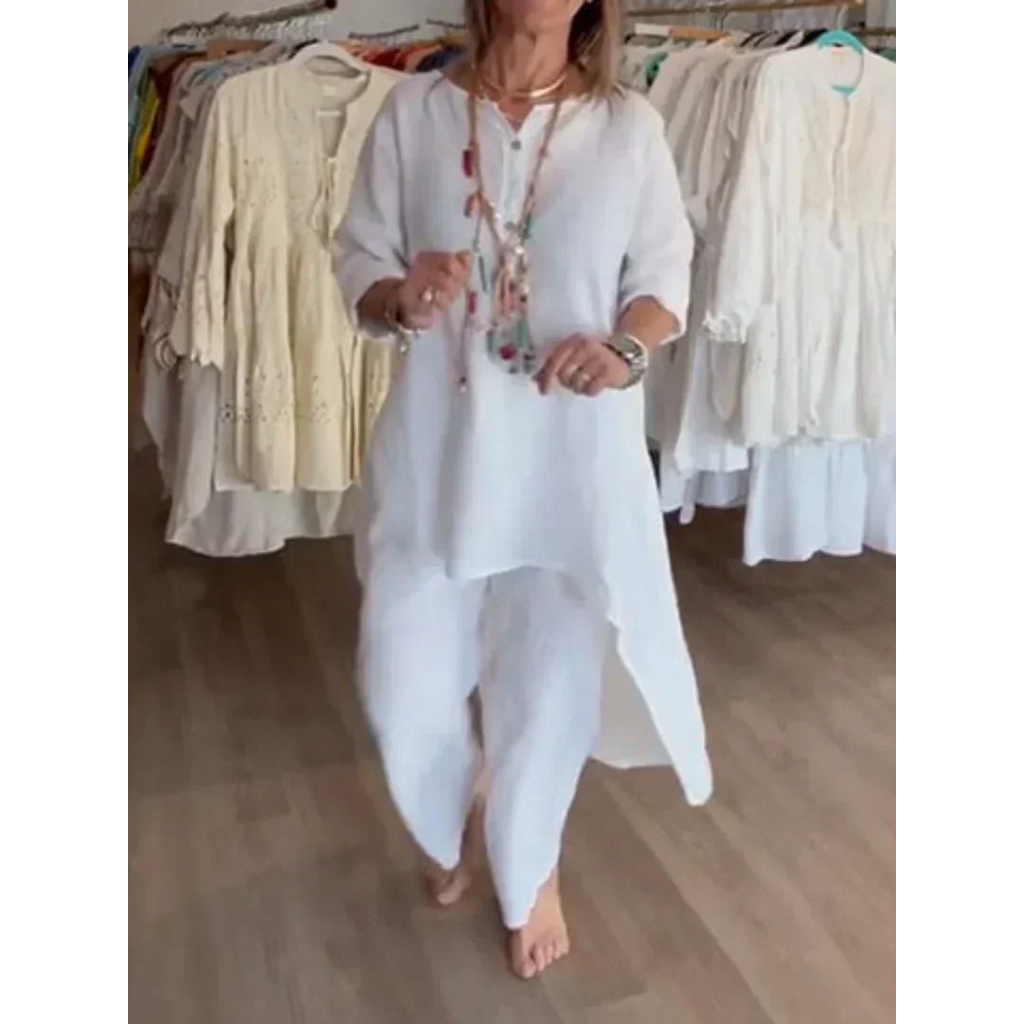 Valenzora | Solid color linen suit for women