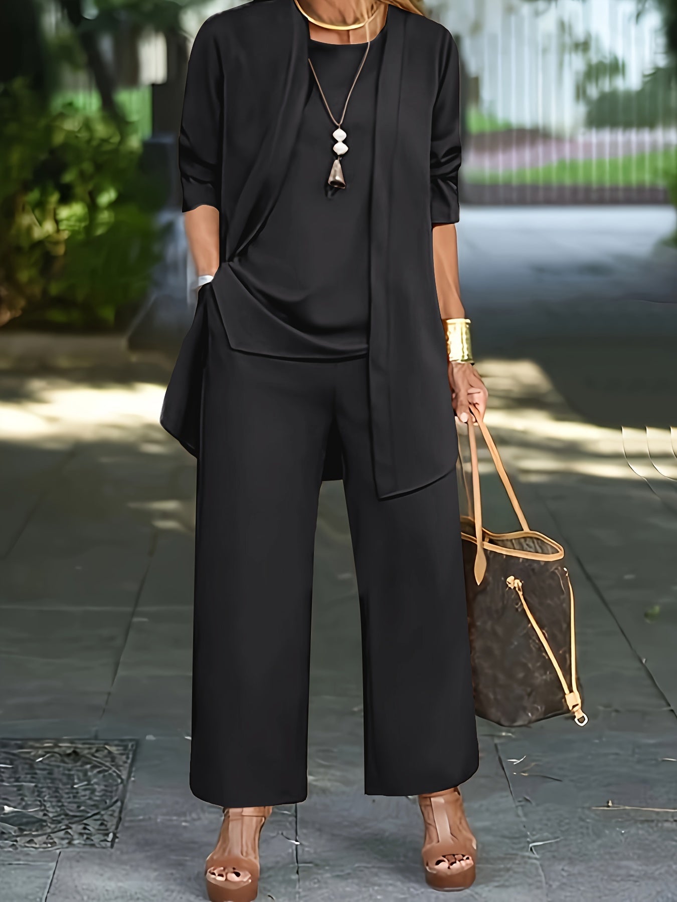 Valenzora | Chic Solid Color Three-Piece Set