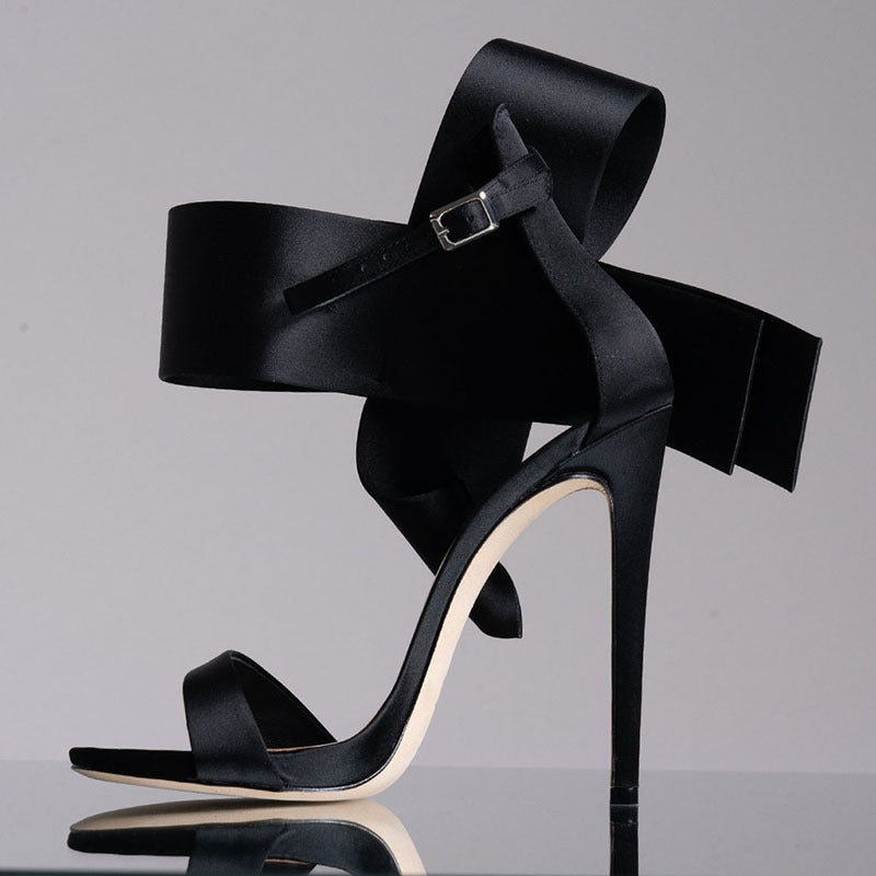 Valenzora | Summer Plus Size Bow Ankle Strap High Heel Sandals for Women