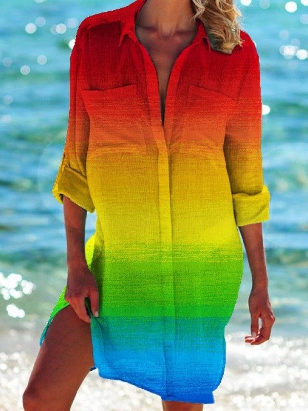 Valenzora | Bikini-Jacke Hemd Badeanzug Cardigan Damenbekleidung Print Urlaub Strandhemd