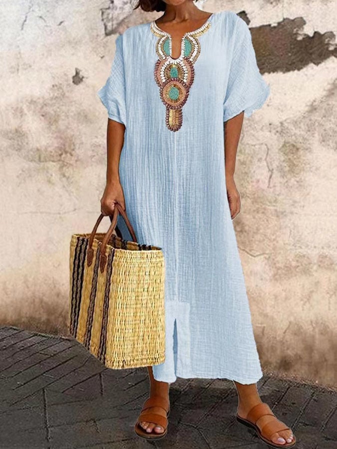 Valenzora | Airy kaftan dress with an ethnic accent