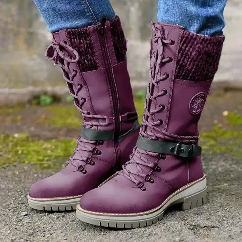 Valenzora | Moderne gestrickte Schneestiefel mit mittelhoher Sohle