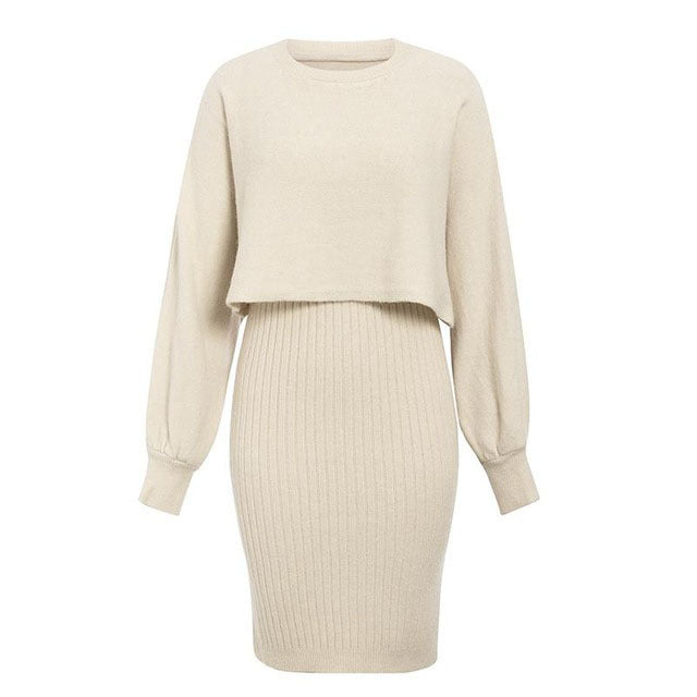 Valenzora | 1-piece knitted set - elegant knitted sleeveless dress with sweater for autumn and winter