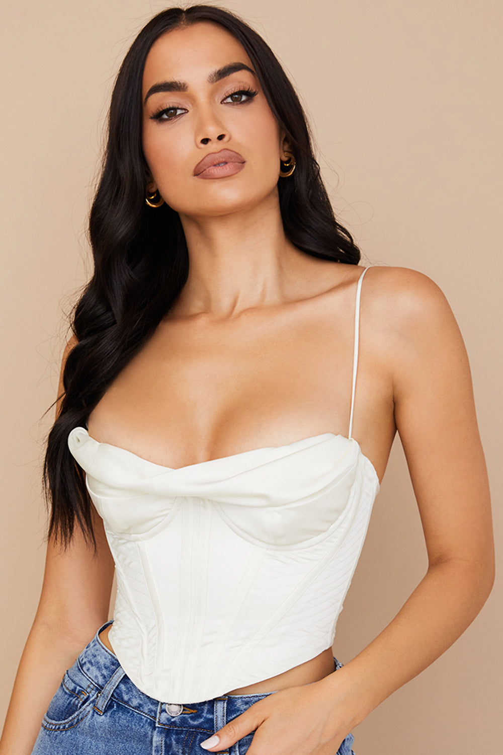 Valenzora | Ivory satin draped corset