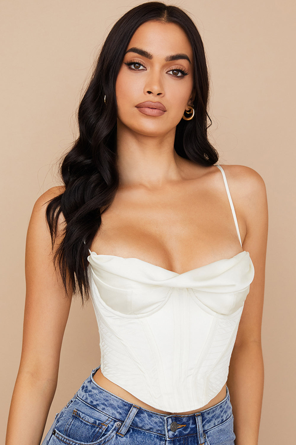 Valenzora | Ivory satin draped corset