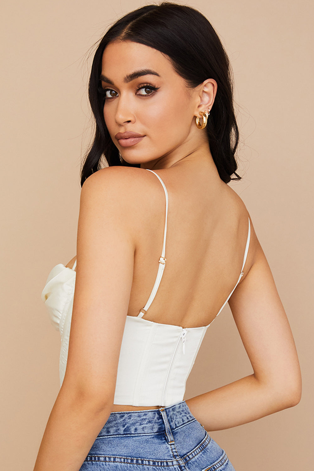 Valenzora | Ivory satin draped corset