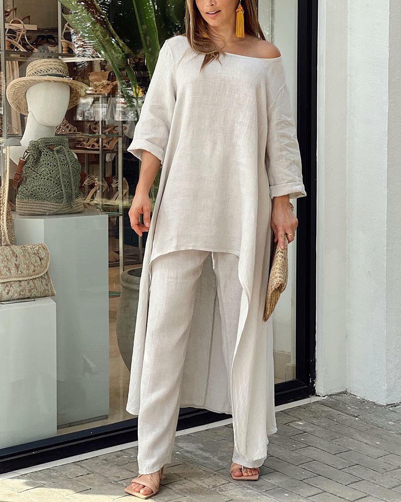 Valenzora | Chic linen tunic & trousers combination for women