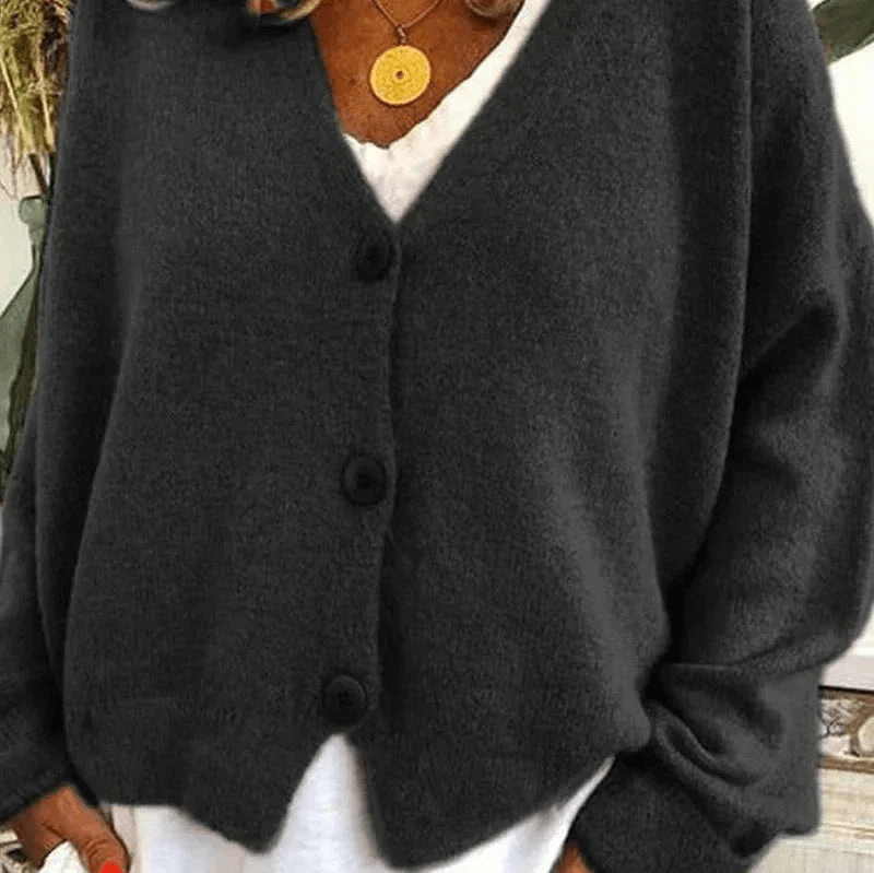 Valenzora | Bequemer Cardigan mit V-Ausschnitt, Damenpullover, Strickweste, weicher Stoff