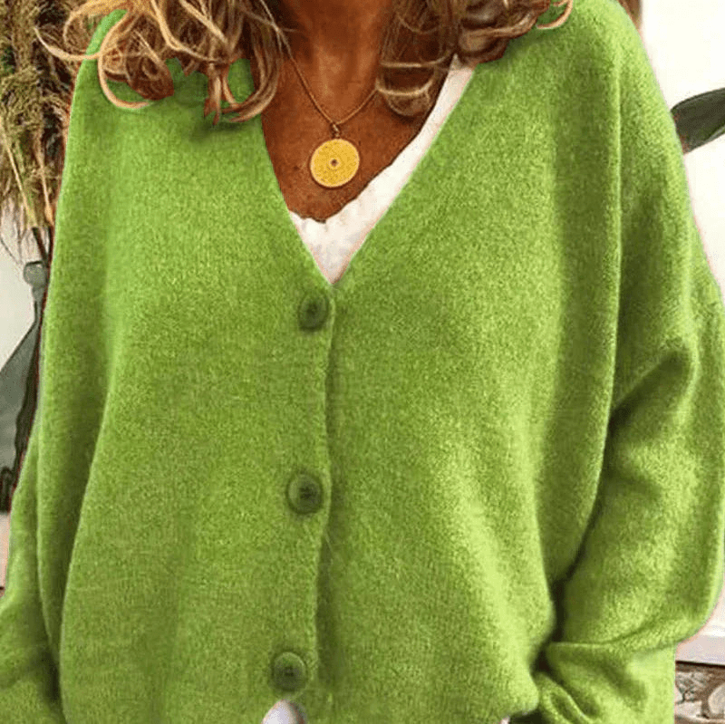 Valenzora | Bequemer Cardigan mit V-Ausschnitt, Damenpullover, Strickweste, weicher Stoff