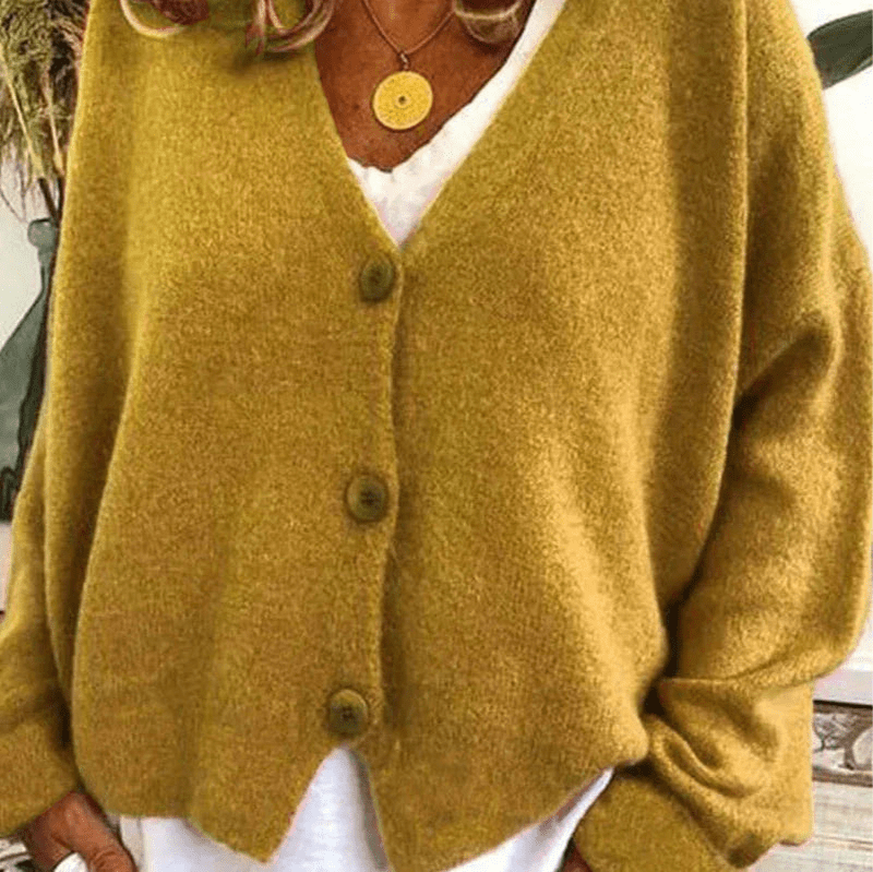 Valenzora | Bequemer Cardigan mit V-Ausschnitt, Damenpullover, Strickweste, weicher Stoff