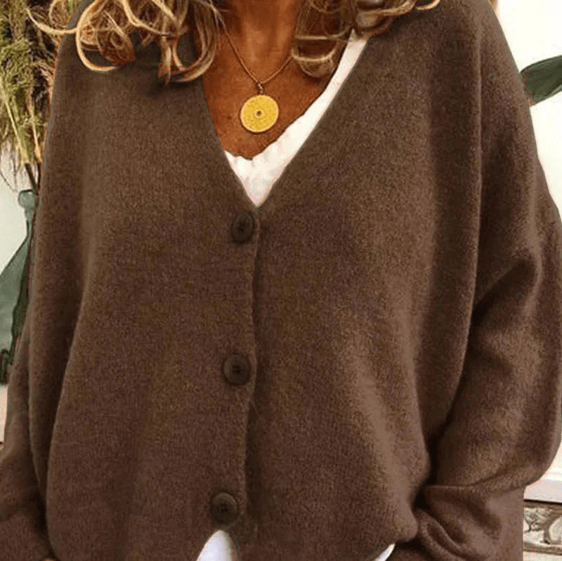 Valenzora | Bequemer Cardigan mit V-Ausschnitt, Damenpullover, Strickweste, weicher Stoff