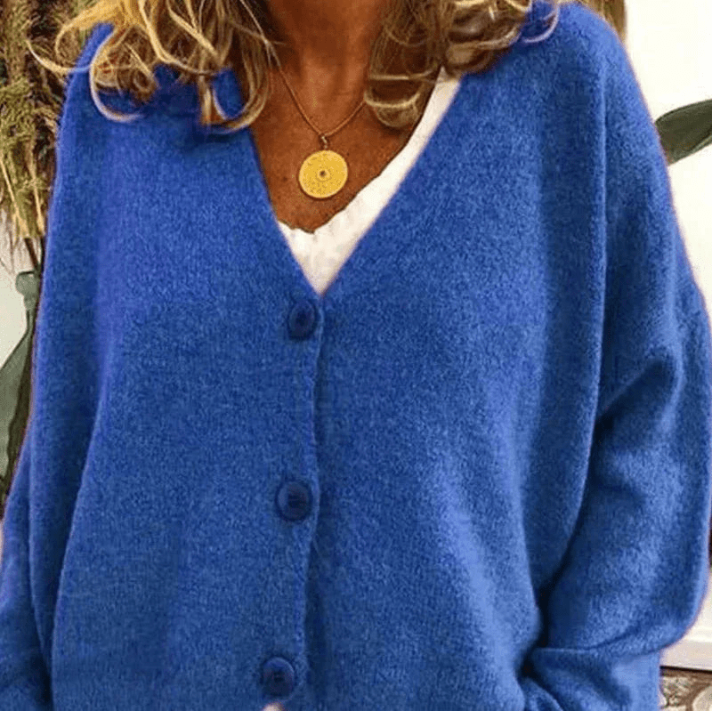 Valenzora | Bequemer Cardigan mit V-Ausschnitt, Damenpullover, Strickweste, weicher Stoff