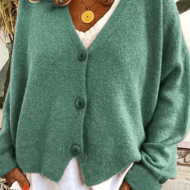 Valenzora | Bequemer Cardigan mit V-Ausschnitt, Damenpullover, Strickweste, weicher Stoff
