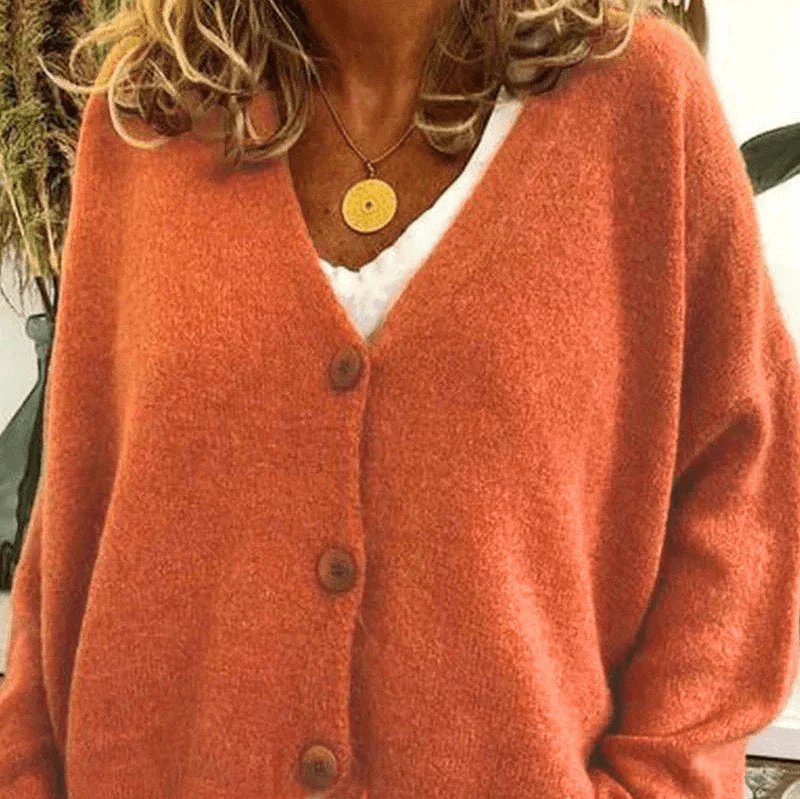 Valenzora | Bequemer Cardigan mit V-Ausschnitt, Damenpullover, Strickweste, weicher Stoff