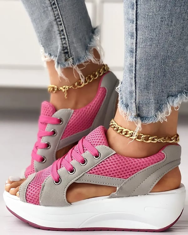 Gina™ - Sandals with contrasting lace-up neckline Last Day Discount]