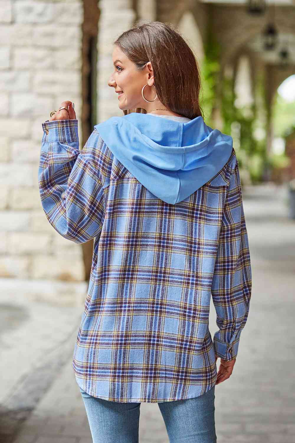 Valenzora | Checkered long-sleeved hooded jacket