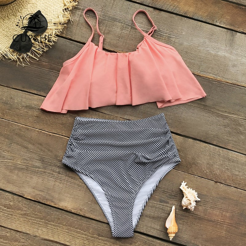 Valenzora | Farbenfroher Bikini mit Rüschen
