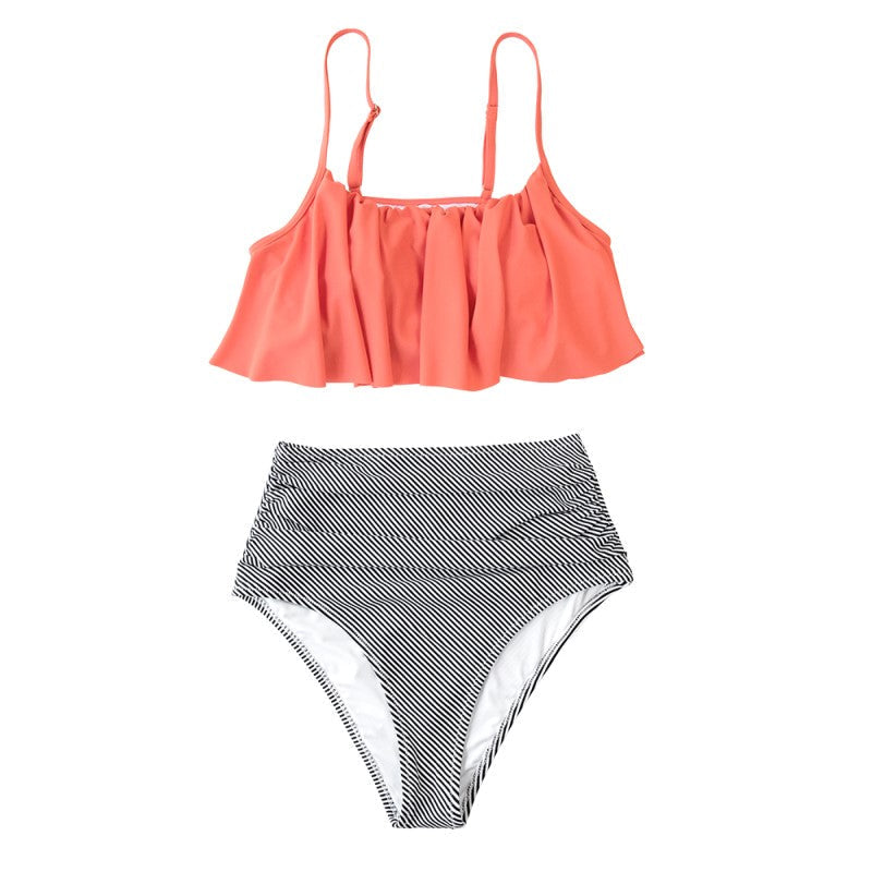 Valenzora | Bikini with ruched top and high-waisted bikini bottom