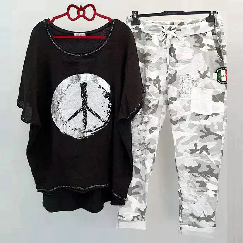 Valenzora | Zweiteiliges Tarn-Outfit für Damen – trendiges Outfit