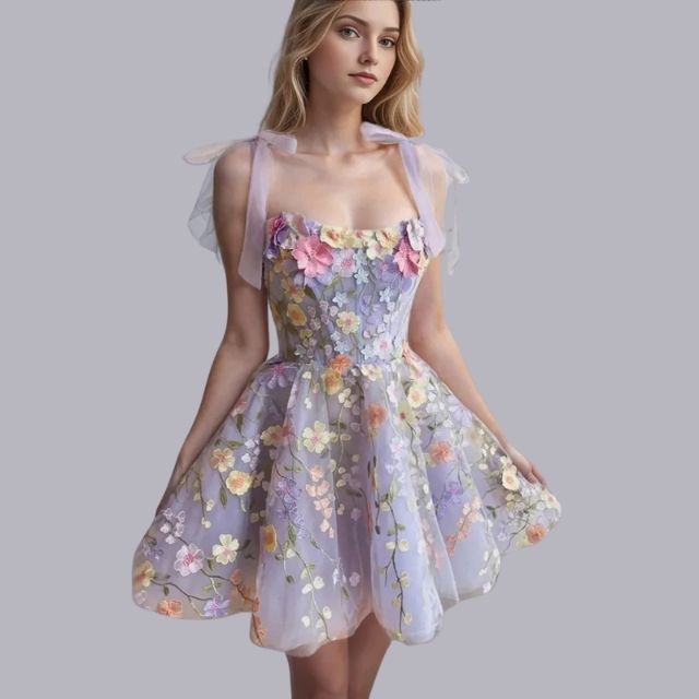 Valenzora | Cocktail dress with floral appliqués
