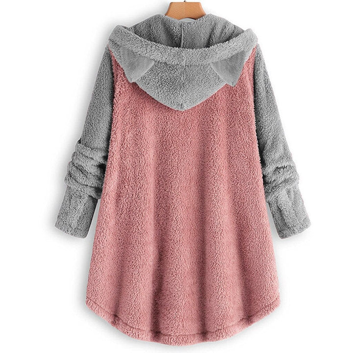 Valenzora - Women's Fleece Sweatshirt with Cat Ears and Contrasting Sleeves