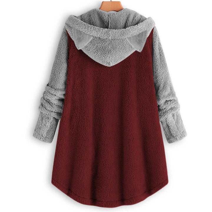 Valenzora - Women's Fleece Sweatshirt with Cat Ears and Contrasting Sleeves