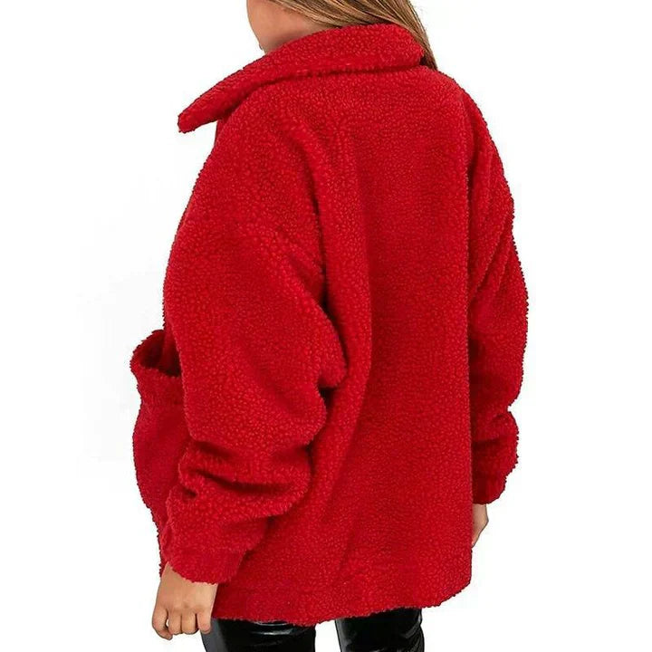 Valenzora | Women's Fleece Sweatshirt with Wide Collar