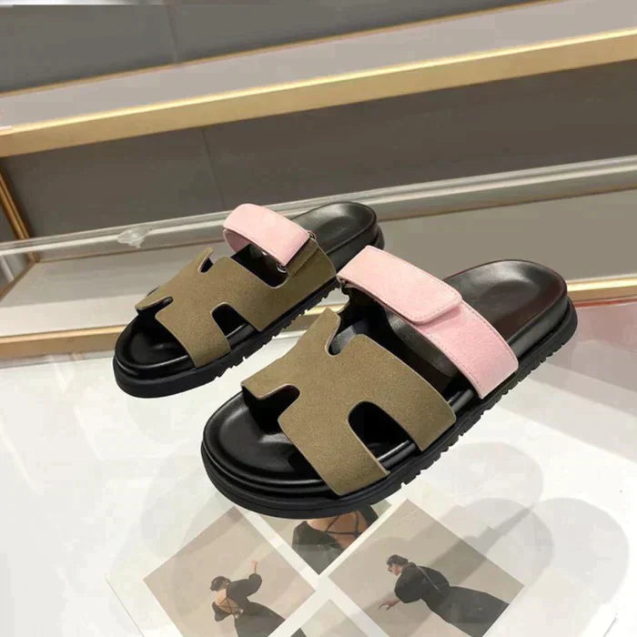 Verta™ - Comfortable Roman-style summer sandals with H-shape and Velcro closure