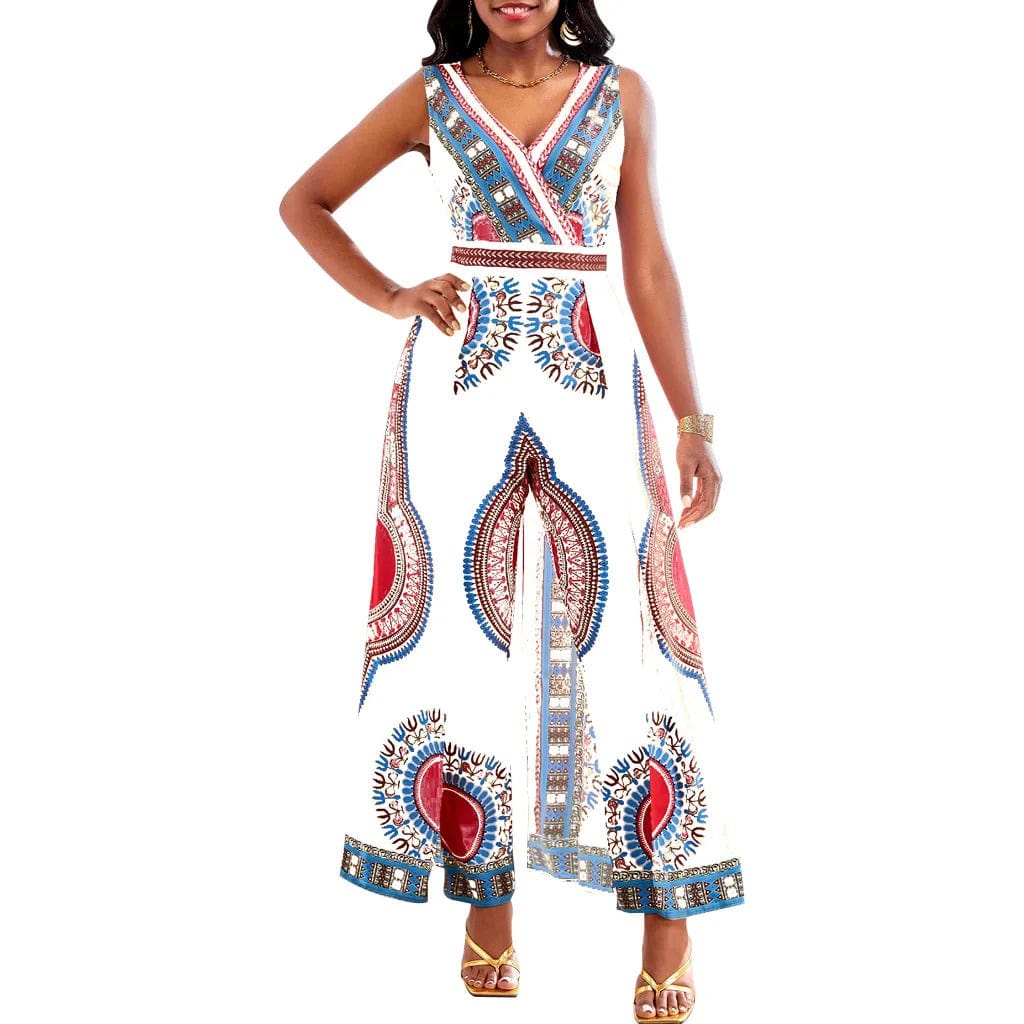 BRIA - Jumpsuit with African print in Dashiki style