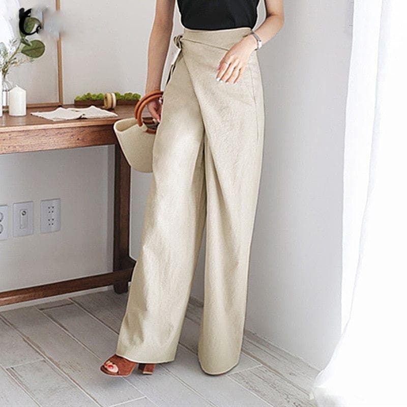Valenzora - Elegant high-waisted wrap trousers
