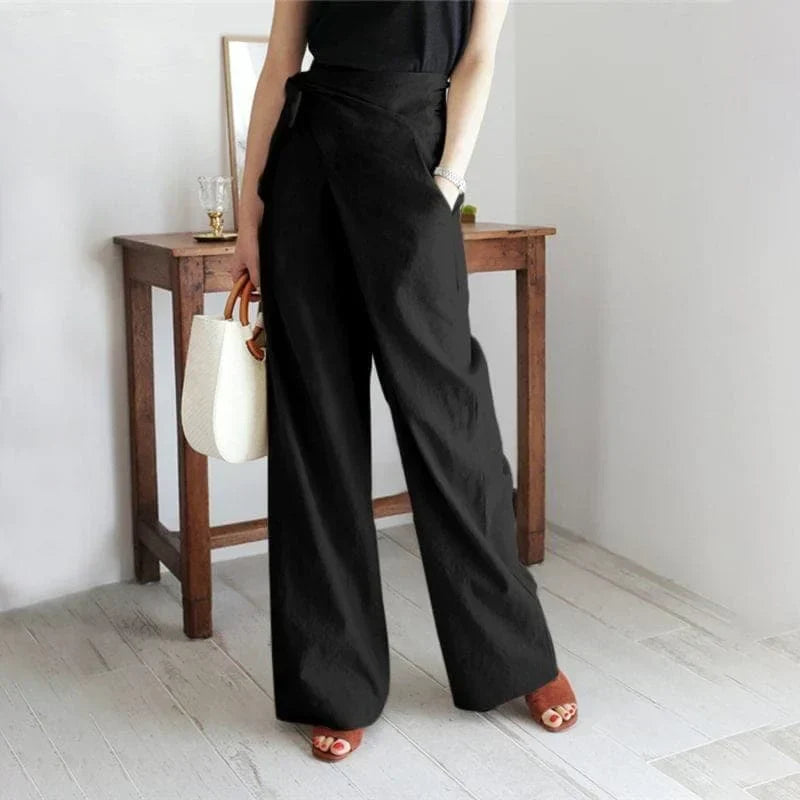 Valenzora - Elegant high-waisted wrap trousers