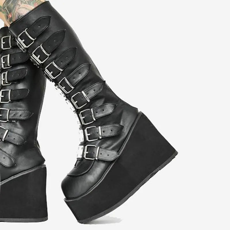 Valenzora | Zip Up Chunky High Heel Boots