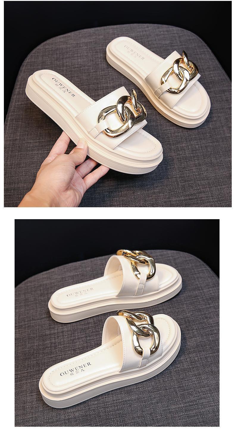 Valenzora | Sandalen Damen mit Plateau und goldener Kette