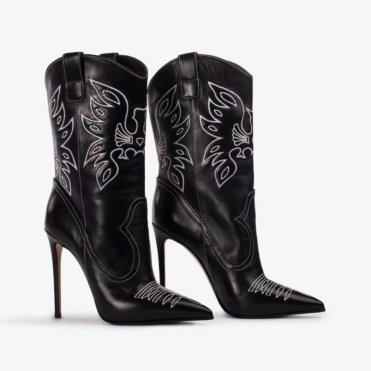 Valenzora | Damen-Fashion Western-Denim-Stil Stiefel mit hohen Absätzen